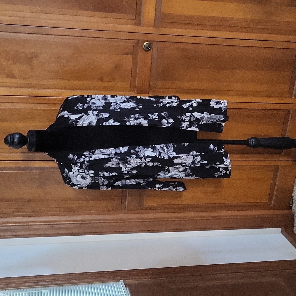 Black and white floral cardigan